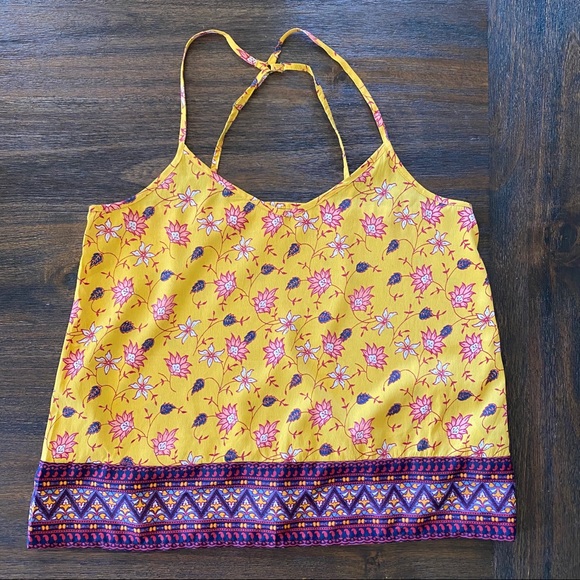 Hollister Tops - Hollister Mustard Yellow & Purple Floral Tank Top